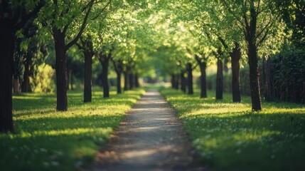 Fototapeta premium Blurred nature scene, green trees and bokeh for an outdoor portrait setting