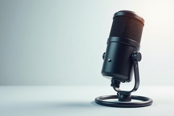 Single microphone isolated on white, cables visible, instrument, wire