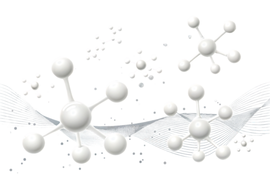 Abstract 3D Rendering of White Molecules on a Black Background with Wave Pattern - Powered by Adobe