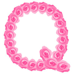 Pink Rose alphabet, letters Q perfectly for wedding invitations, greeting card, logo, poster and other design