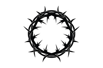 Fototapeta premium crown of thorns silhouette vector illustration on white background