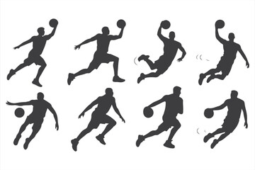 Dynamic Silhouette of a Basketball Player in Full Action