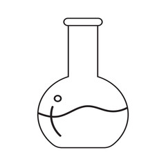 Line Art Illustration of Laboratory Flask with Liquid Inside