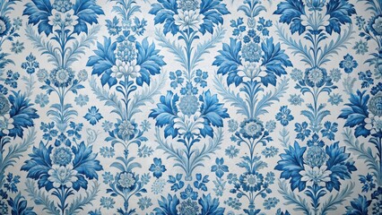 Luxurious wallpaper featuring chic blue floral pattern, elegant design, blue floral,  elegant design