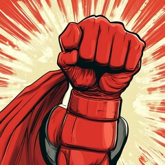 Superhero Fist Raised in Action