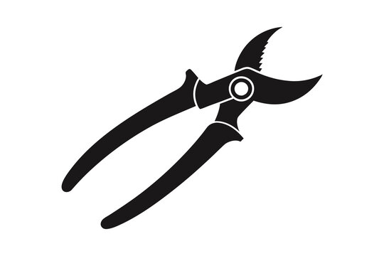 black pruning shears on white background clip art preview