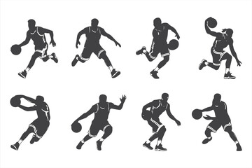 Basketball Player in Dynamic Action Pose, Silhouette