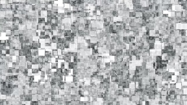 Abstract Rectangle Geometric Surface Loop 1B: dark clean minimal rectangular grid pattern, waving motion background canvas darkened obscure dim shadowy dark gray black. Seamless loop 4K UHD FullHD