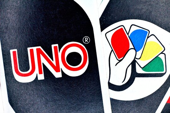 Uno board game, uno cards close up.