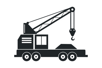 Naklejka premium mobile crane machine silhouette on white background
