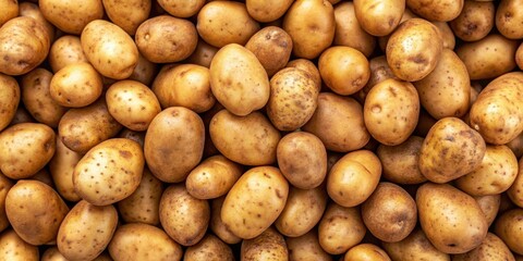 Closeup of a pile of potatoes seen from above , potatoes, produce,  potatoes, produce, earthy, natural, farm, edible, kitchen