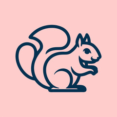 Icon of a squirrel in modern branding style with cute minimal expression
