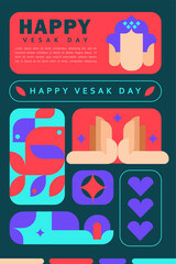 Illustration Happy Vesak Day Celebration Poster