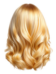 Naklejka premium Back view of wavy blonde hair with golden highlights on a white background