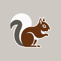 Minimalist squirrel icon logo featuring curled tail and clean vector lines