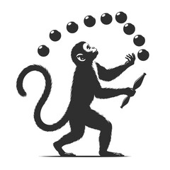 Funny Monkey Circus Juggling Balls Vector Art