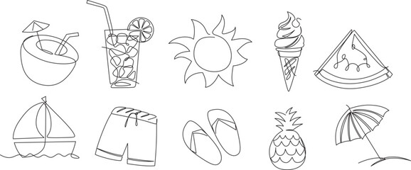 Doodle summer line art vector element