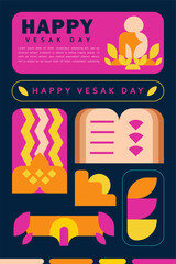 Illustration Happy Vesak Day Celebration Poster
