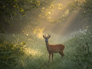 Fototapeta premium red deer in the woods