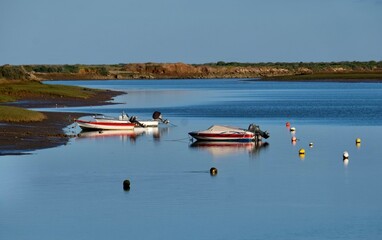 Fishing boats in the evening sun, Tavira, Algarve, Portugal