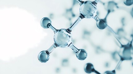 青色ガラス分子構造の3Dレンダリング 科学技術と医療の抽象的な背景