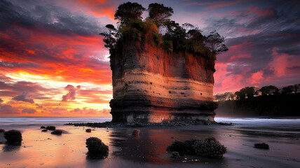 Towering Coastal Rocks at Sunrise