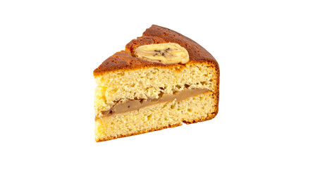 Isolated on white, a delicious slice of sweet chocolate cake, a perfect pastry piece for dessert or a tasty snack