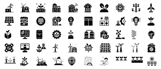Vector icons illustrating sustainable agriculture practices and eco-friendly farming methods