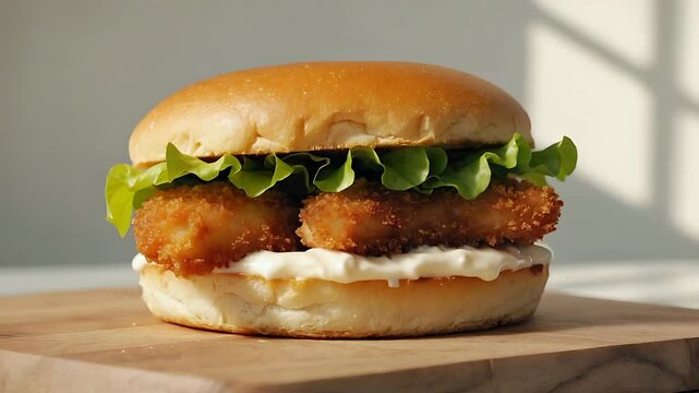 Crispy fish sandwich with tartar sauce