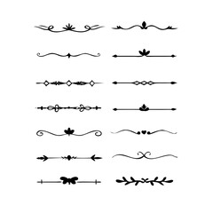 Dividers doodle set. Wedding decorative elements. Divider ornament, borders, vintage line separators. Hand drawn vector illustration isolated on white background.
