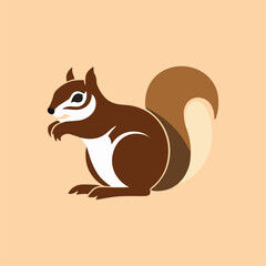 Flat woodland squirrel symbol with a gentle pose and playful character design