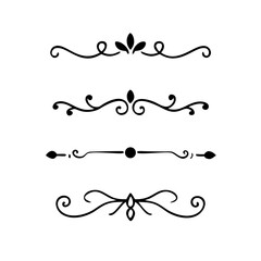 Dividers doodle set. Wedding decorative elements. Divider ornament, borders, vintage line separators. Hand drawn vector illustration isolated on white background.
