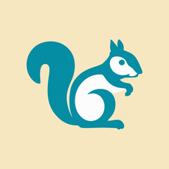 Cute squirrel logo icon designed in flat vector style with modern clean lines