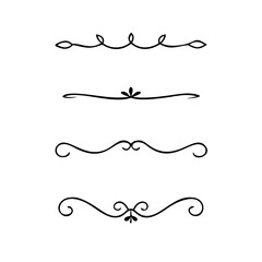 Dividers doodle set. Wedding decorative elements. Divider ornament, borders, vintage line separators. Hand drawn vector illustration isolated on white background.  © Borsha