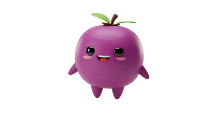 Cartoon Purple Character with Happy Face