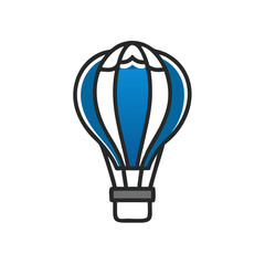 Obraz premium Colorful hot air balloon illustration with blue accents 