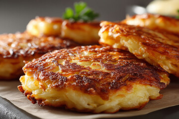 Crispy potato pancakes with applesauce