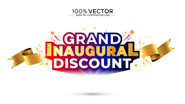 3d logo design of Grand Inaugural Discounts sale offer promotion concept.