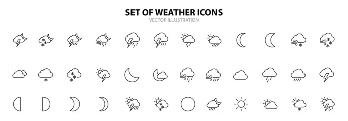 Set of weather icons for graphic, website and mobile design