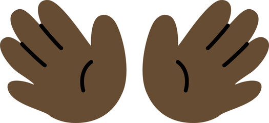 Fototapeta premium Hello Emoji Color Skin Dark Brown Color Hand Drawing Hi Emoji. Cute Stye.