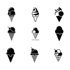 A silhouette of ice cream icon vector on a white background
