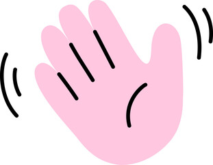 Pink Color Hand Drawn Hi Emoji