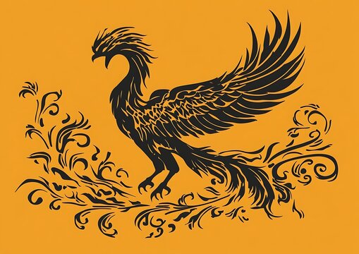 Phoenix Design on Orange Background