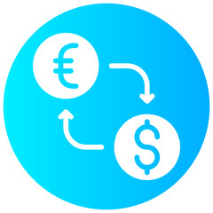 exchange money vector round glyph icon