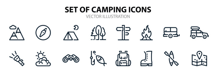 Camping icons with White Background
