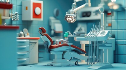 Expert dentist adjusting equipment on a construction site, realistic, no logos, stock photo style