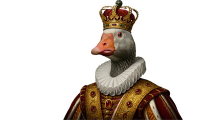 Goose wearing crown and royal garment
