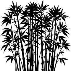 Obraz premium Bamboo Clump Silhouettes Vector for Zen , isolated transparent background 