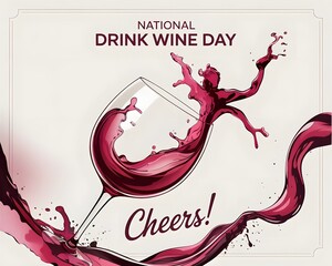 National Drink Wine Day and wine event, A row of elegantly designed wine glasses filled with various colorful beverages.