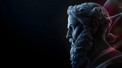 Digital Portrait Of Ancient Man Profile
